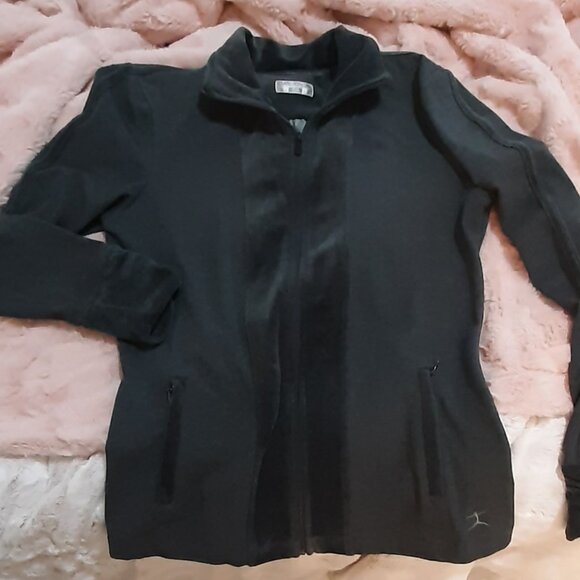 Danskin Velour and Cotton Yoga Athleisure Zip Jacket, DK Charcoal Gray, Like New - Picture 1 of 8